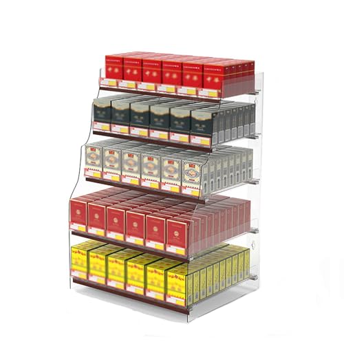 Empujador trapezoidal para estante de cigarrillos que evita el desorden en el mostrador