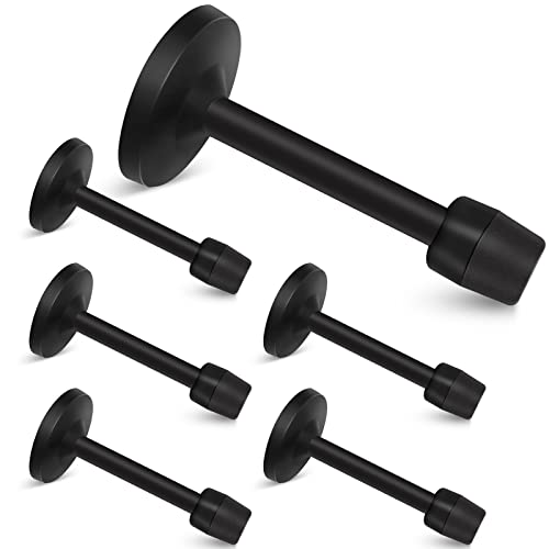 Tope de puerta, tope de puerta negro, soporte de pared de 4 pulgadas de largo con punta de parachoques de goma para amortiguación de sonido, protector de pared de acero inoxidable resistente para Cover