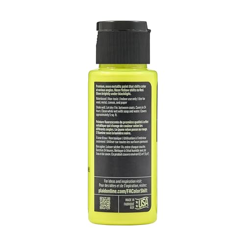 Image of FolkArt, Color Shift Blacklight Acrylic Paint, Neon Yellow