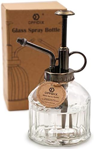 OFFIDIX Transparent Glass Watering Spray Bottle,Plant Mister with Plastic Bronze Plastic Top Pump, Glass Small Watering Can for Indoor Potted Plant, Outdoor Indoor Garden, Plants, Cleaning Solutions