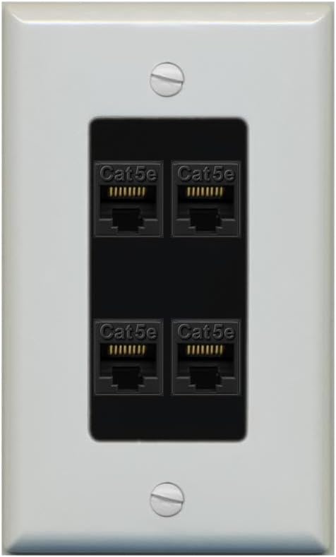 RiteAV 1 Gang Decorative 4 Port Cat5e Ethernet Wall Plate - 1 Gang [Bronze/White]