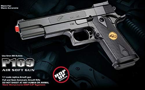 Miniatura 5 de Double Eagle A&N 275FPS P169 1911 Pistola de mano de Airsoft de tamaño completo con 0.236 in BBS BB Fantastic Starter Pistola de Airsoft Gobierno .45