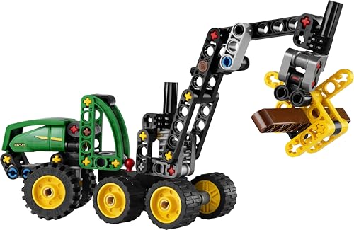 Image of LEGO Technic John Deere 1470H Wheeled Harvester - Working Claw and Log - Model Building Toy - 42218
