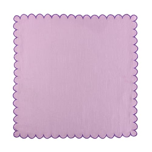 Image of FINGERCRAFT Scallop Edge Cloth Napkins | Set of 6 | 20x20 Inches | 100% Cotton | Table Napkins for Any Occasion | Washable, Perfect for Parties and Everyday Use (Lavender Slub, Set of 6)