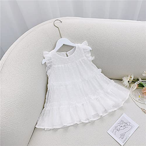 Agqt Toddler Girls Casual Dress Babydoll Summer Ruffle Babydoll Birthday Chiffon Princess Wedding Elegant Dress White Size 4-5T #TOP1
