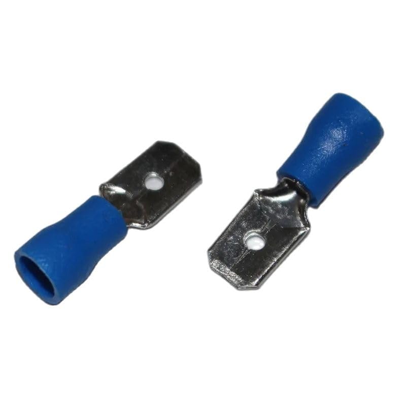 10pcs 6.3mm Spade Crimp Terminal 6.3 Male Female Blue Insulated Electrical Connector for 16AWG - 14AWG Wire /1.5-2.5mm2 Cable VUQLDHAYZ
