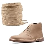 NDTEZUGT Double Layer Weave Flat Shoelaces For Clarks Chukka Boot, 8mm Polyester Shoe Laces for Lace-up Oxford Ankle Boots (Khaki,28'/70cm)