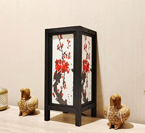 Thai Decorated Thai Vintage Handmade Asian Oriental Japanese Sakura Cherry Blossom Flower Bedside Table Light Wood Paper Lamp Shades Home Bedroom Modern Decor #TOP7