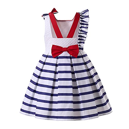Pettigirl Girls Elegant Trendy Blue Striped Sleeveless Clothing Toddler Lovely Simple Casual Midi Dresses2