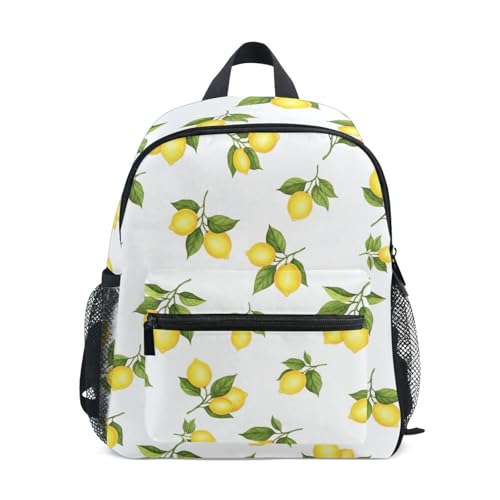 Yellow Lemons Toddler Backpack for Girls Boys Little Kid's Backpacks with Name Tag Small Preschool Backpacks, 3-8 Years