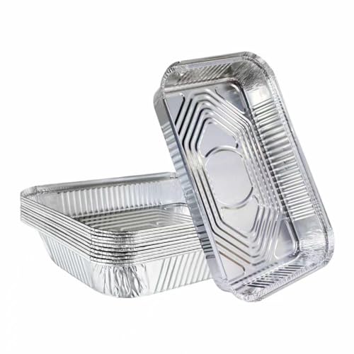 10 Pack Large Aluminium Foil Trays (32x22x5 cm) - Heavy Duty Disposable Roasting Pans & Deep Baking Tins - Rectangular Foil Containers for Oven Cooking, BBQ, Freezer Meal Prep & Catering (3500ml)