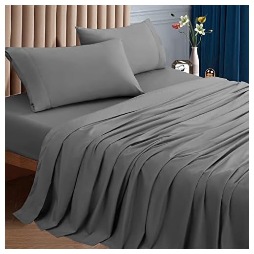 SONORO KATE 1000 Thread Count Cotton Queen Size Sheets, Luxury Egyptian 100% Cotton Bed Sheets Set, 18-Inch Deep Pocket - Breathable and Wrinkle - 4 Piece (Dark Grey, Queen)