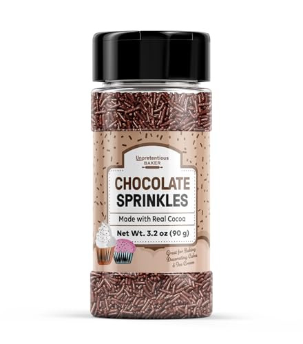 Unpretentious Chocolate Sprinkles (5 Tbsp) Rich & Real Cocoa Flavor, Decorative Dessert Topping