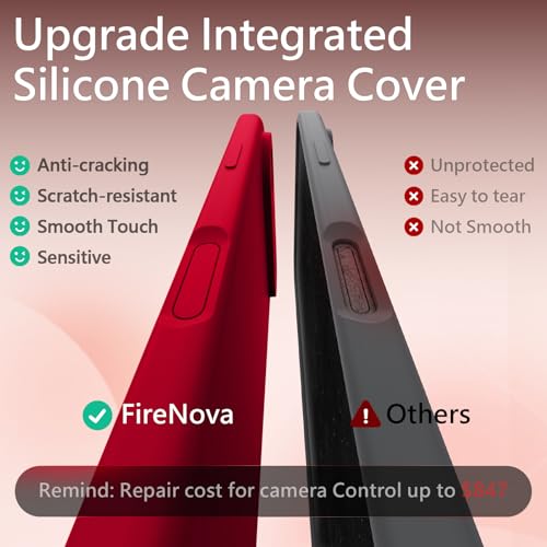 Image of FireNova Magnetic for iPhone Air Case, Compatible with MagSafe, [Integrated Silicone Camera Control Button] [Camera Protection] Microfiber Lining Phone Case for iPhone 17 Air, 6.5 inch, Deep Red