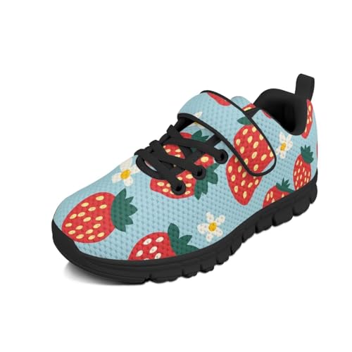 Girls Lightweight Athletic Running Shoes Kids Breathable Mesh Tennis Shoes Hook and Loops Strap Sneakers SizeUS 11-15