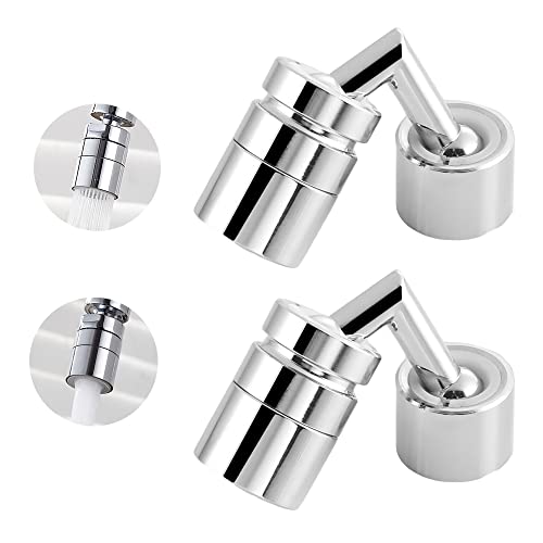 Preisvergleich Produktbild Wasserhahn Aufsatz Luftsprudler 2er Set - Universal Wasserhahn Strahlregler, Schwenkbarer Wasserhahn Spritzfilter für Küche Dreht Badezimmer, 22mm Innengewinde und 24mm Außengewinde, 2 Modi