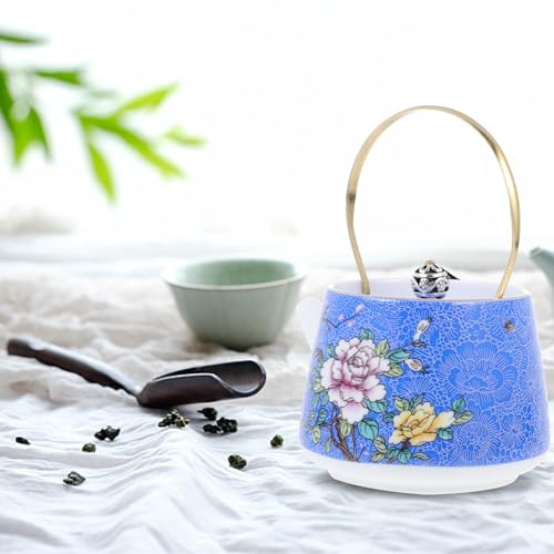 Théière en céramique classique chic bleu élégante maison bureau infuseur