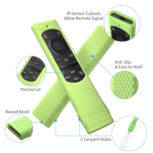 Image of OBOE Silicone TV Remote Cover for Samsung Tv Remote BN59-01311, Glow in Dark Green
