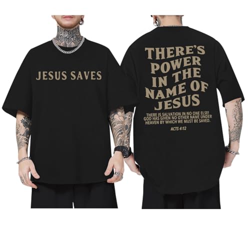 Christian Shirts for Men Jesus Saves Shirt Religious Faith Tshirt Inspirational Bible Verse Graphic Tee Tops