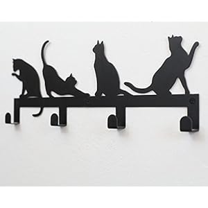 Key Holder for Wall Rustic Key Hooks for Wall for Hanging Accessories Key Hanger for Wall for Farmhouse Style Homes Iron Wall Key Holder Cats Key Rack for Wall 1475 x 55 x 1 Inches