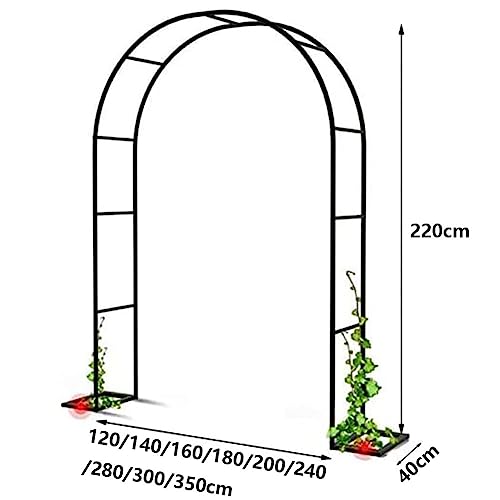 Ten metalowy łuk ogrodowy do roślin pnących, łuk ślubny, krata, czarna dekoracja zewnętrzna do róż, podwórka, patio i dziedzińca, 160 x 220 x 40 cm, idealny na uroczystości w ogrodzie