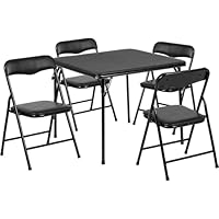 Flash Furniture Mindy Kids 5-Piece Folding Table and Chairs Set for Daycare and Classrooms, Children's Activity Table and Chairs Set, Black