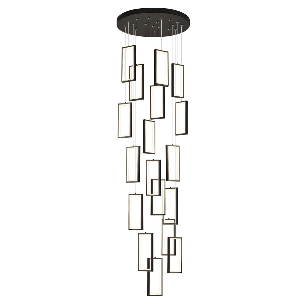 Lustre moderne à LED variable avec télécommande pour grand escalier