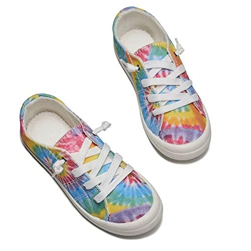 Spring 2023 New Children's Casual Canvas Shoes Foreign Trade Cloth Tie Dyed Flat Bottomed Children's Shoes Kids Chose (Yellow, 210.00)4