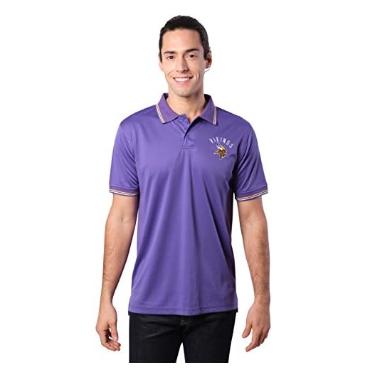 Ultra Game NFL Minnesota Vikings Mens Moisture Wicking Tech Polo Shirt, Team Color, Small
