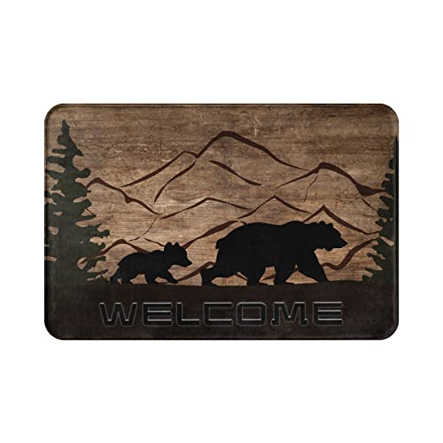 Jedenkuku Mother Bear And Baby Bear Silhouette Mountains Tree Fun Indoor And Outdoor Door Mat Welcome Mat Non-Slip Home Bath Room Decoration Mat Rug Housewarming Gift 23.6In15.7In #TOP7