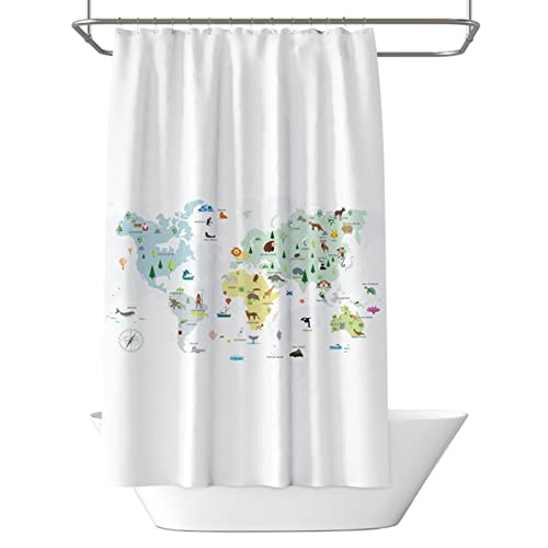 Rideau de douche haut de gamme carte animaux en polyester résistant 200x200 - 6