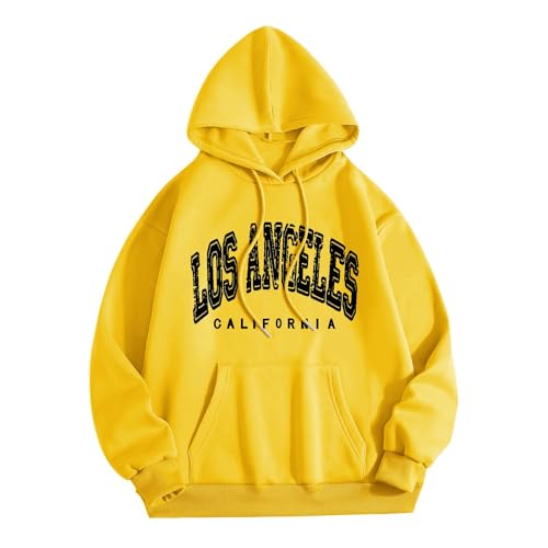 Sweat à capuche femme jaune coupe ample réglant le dilemme du style vintage léger pour le sport