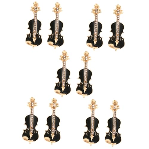 Broche violon en émail noir Veemoon pour col de chemise et revers