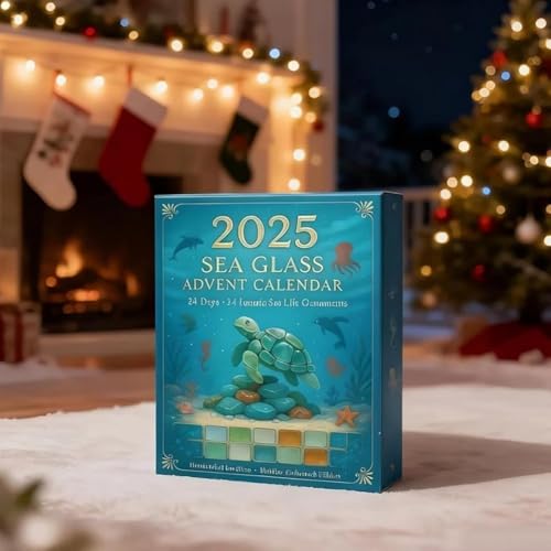 ZWEquipint Calendrier de l'Avent 2025 en verre de mer, compte à rebours de Noël sur le thème de 24 jours avec décoration en acrylique pour enfants (3) – vue 9