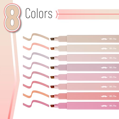 image for Mr. Pen- Aesthetic Highlighters, 8 pcs, Chisel Tip, Vintage Colors, No