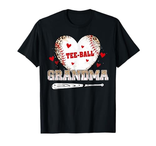 Tee Ball Grandma Nana Gigi Heart Leopard Vintage Love T-Shirt