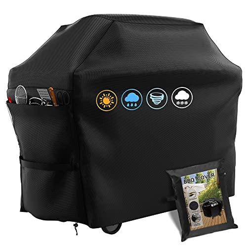 Housse Barbecue Gaz, Bache Barbecue Exterieur Rectangulaire 145 x 61 x 117 CM,Housse Plancha 210D Etanche,Anti-UV Imperméable pour Weber, Holland, Jennair Campingaz etc