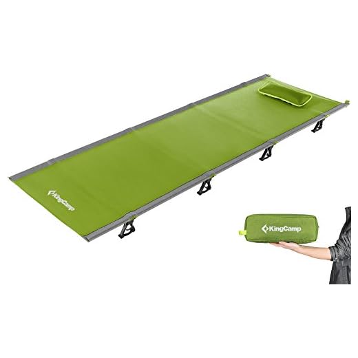 KingCamp Ultralight Folding Camping Backpacking Cot for Adult with Pillow (4.9 lbs), Lightweight Portable Compact Foldable Sleeping Cot Bed for Travel, Office Nap,Hiking, Support 265 lbs