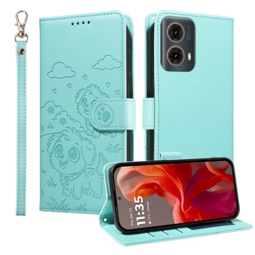 Étui Moto G05/E15 cuir vert idéal pour vos sorties citadines