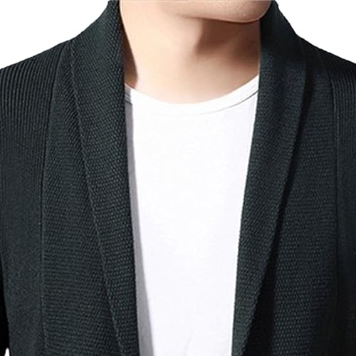 Men's Long Sleeve Shawl Collar Sweater Knit Cardigan Solid Regular Sweater Loose Fit Knitwear Sweaters4