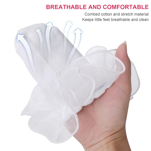 Yolev 3Pack Women Ankle Socks Lace Ruffle White Princess Eyelet Lace Socks Shimmering Cute Ruffle Comfortable Frilly3