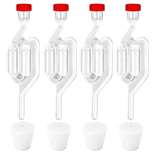 Xgvzs 4 Stück Gärröhrchen für Weinballon Gärröhrchen Transparent Gärbehälter für Einkochen Brauen Wein Machen Sauerkraut Gären