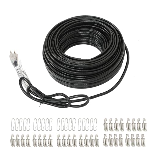 LiGuVCY Heating Cable for Metal And Plastic Gutters/Downspouts, Self-Regulating Roof Snow Deicing Heat Tape for Freeze Protection, Essential for Melting Snow on Roofs (120FT)