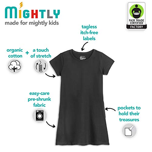 Mighty Girls' Short Sleeve T-Shirt Dresses | 100% Organic Cotton, Stylish Comfort Dress for Kids2