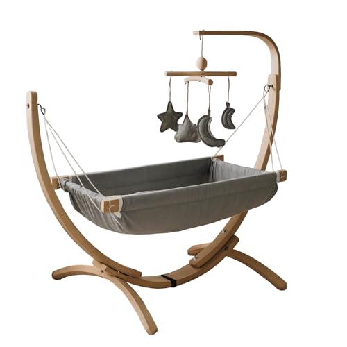 Kids Hammock Bed for Children Ages 3 to 5 Years, 15 to 36 kg Capacity, Comfortable Fabric with Wooden Frame, Large Size 25.98' × 59.06', Portable and...