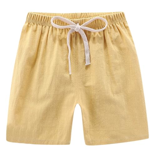 4-Pack Girls Cotton Linen Shorts Casual Kids Comfy Elastic Waist Loose Summer Beach Shorts with Pockets for 2-12 Years4