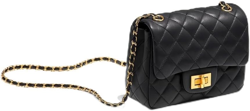 Small Square Flap Purse with Gold Chain, Vegan Leather Shoulder Handbag, Light Gray, 6.69 x 5.12 inches