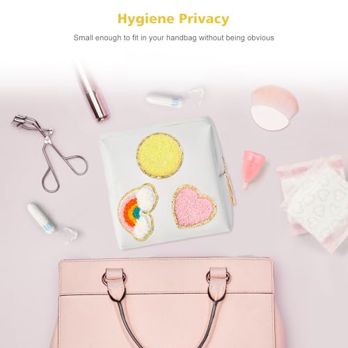 Image of airogym Period Bag for Women, Sanitary Napkin Storage Bag, Functional PU Leather Sanitary Pad Bags for Panty Liners, Tampons, Menstrual Cup Pouches, Sanitary Pads Organizer with Zipper