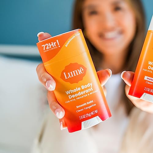 Lume Whole Body Deodorant - Smooth Solid Stick - 72 Hour Odor Control - Aluminum Free, Baking Soda Free And Skin Safe - 2.6 Ounce (Clean Tangerine) #TOP4