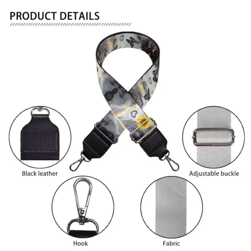 Image of Coldinair Gray Marble Purse Strap Sunflower Replacement Crossbody Bag Strap,Guitar Strap for Purses Crossbody, Purse Making Supplies